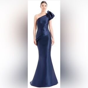 Alexander by Daymor 1673 - Asymmetric Pleated Peplum Evening Gown